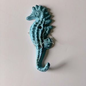 Light Blue Seahorse Cast Iron Wall Hook